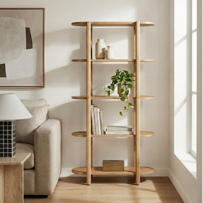 Modern Wood Bookcase - 60" Height