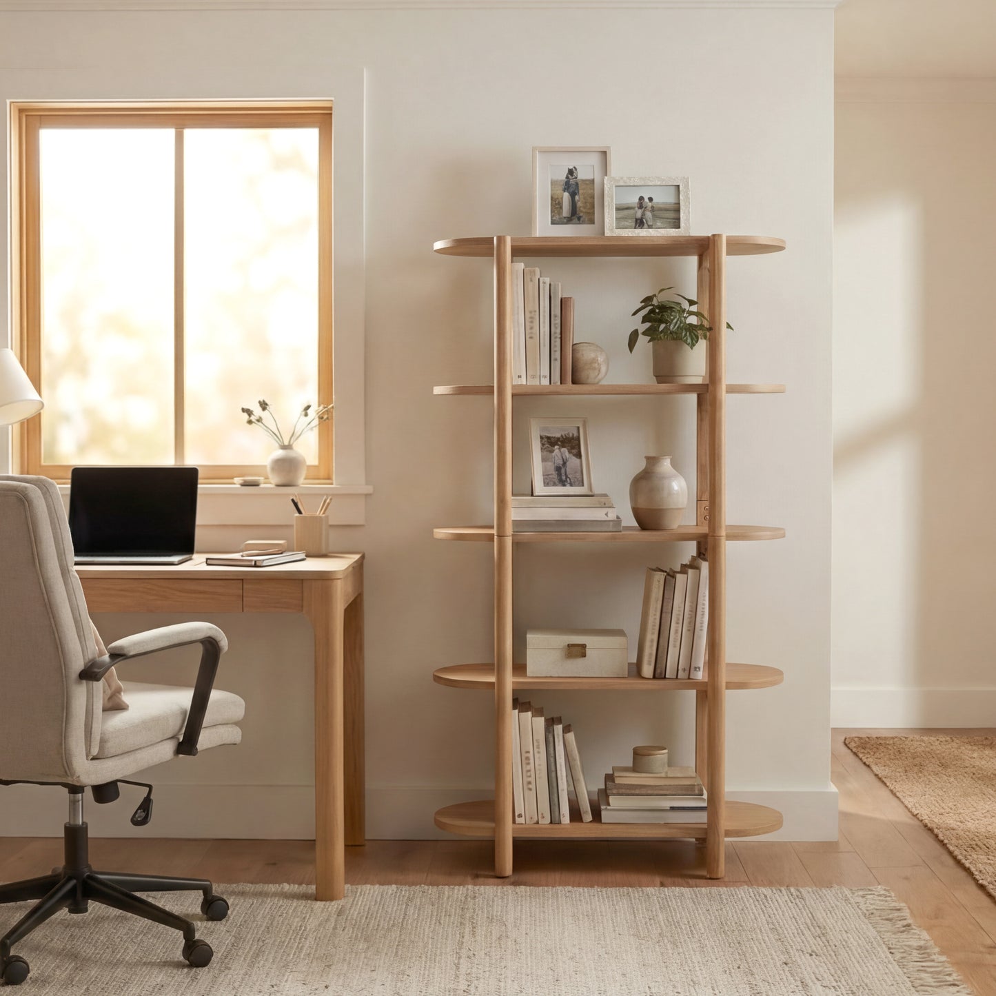 Modern Wood Bookcase - 60" Height