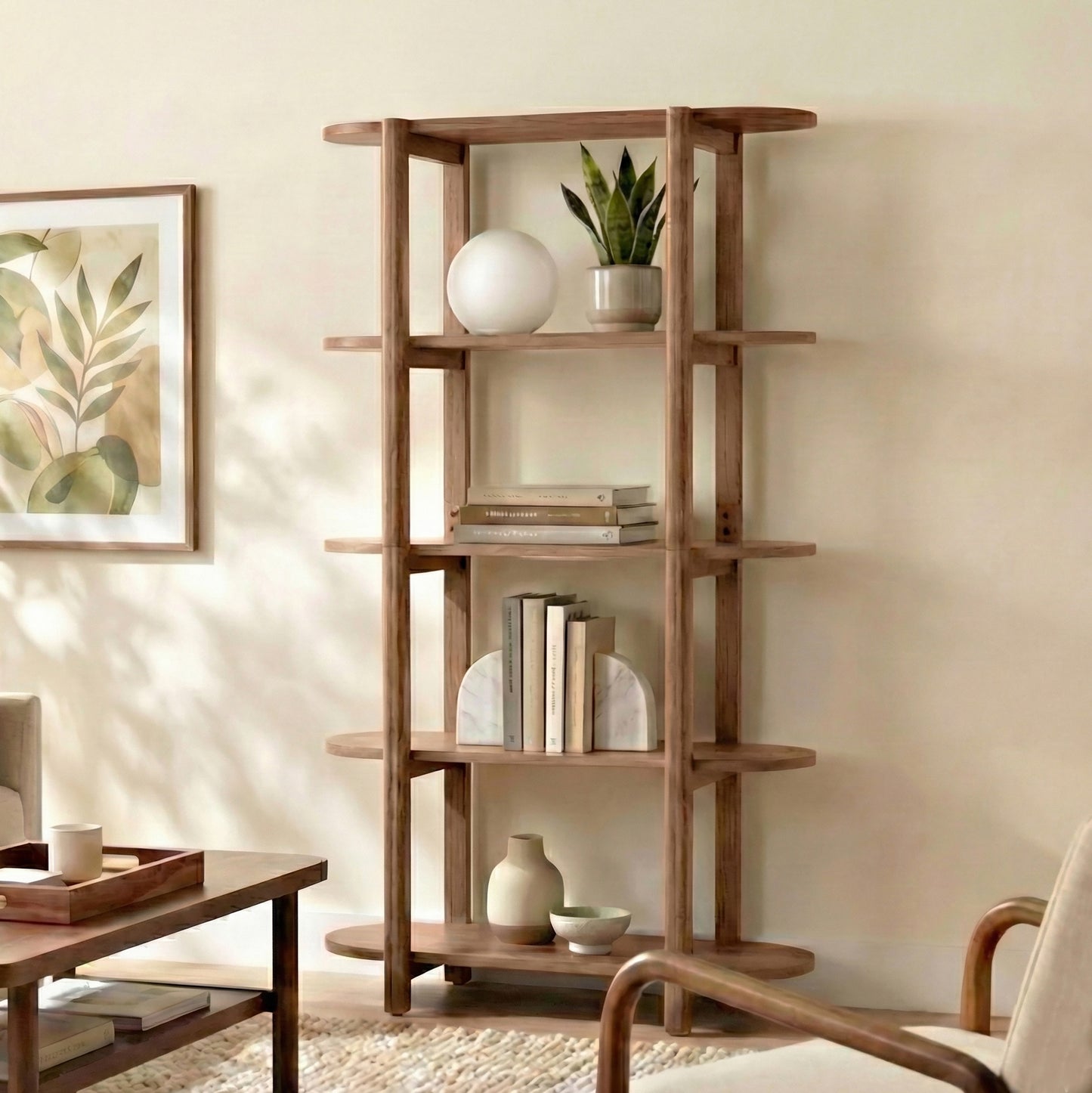 Modern Wood Bookcase - 60" Height