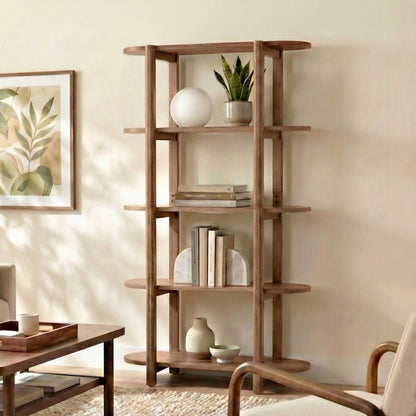 Modern Wood Bookcase - 60" Height