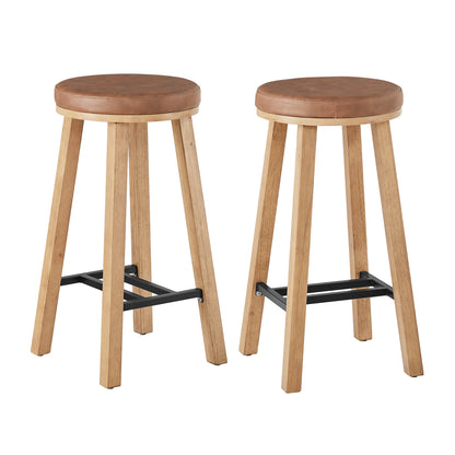 Upholstered Round Wood Stool - 2 Pack
