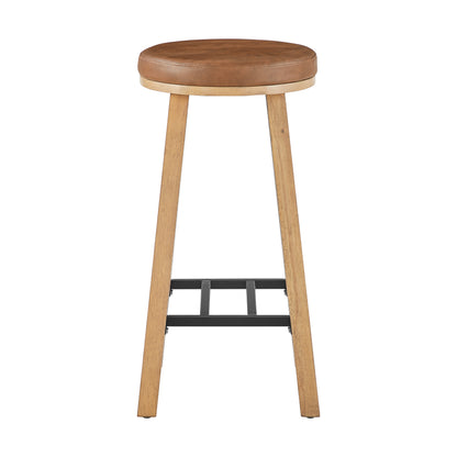 Upholstered Round Wood Stool - 2 Pack
