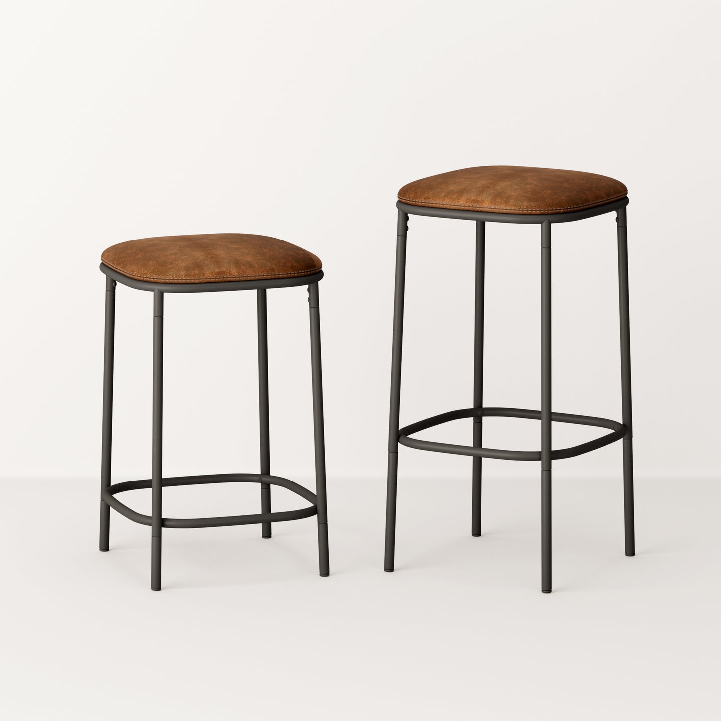 Adjustable Height Upholstered Backless Stool - 2 Pack