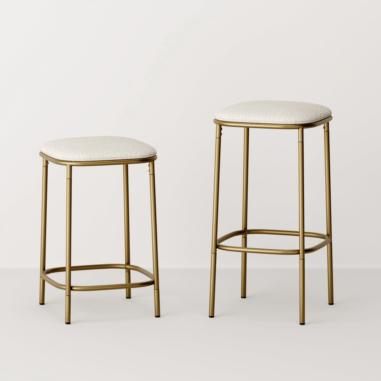 Adjustable Height Upholstered Backless Stool - 2 Pack
