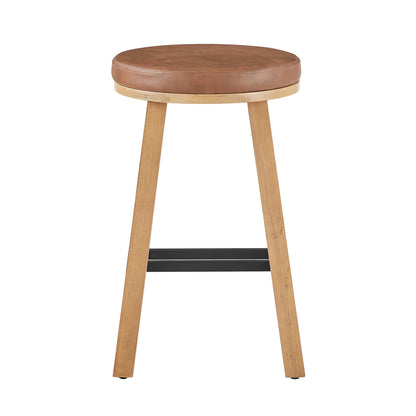 Upholstered Round Wood Stool - 2 Pack