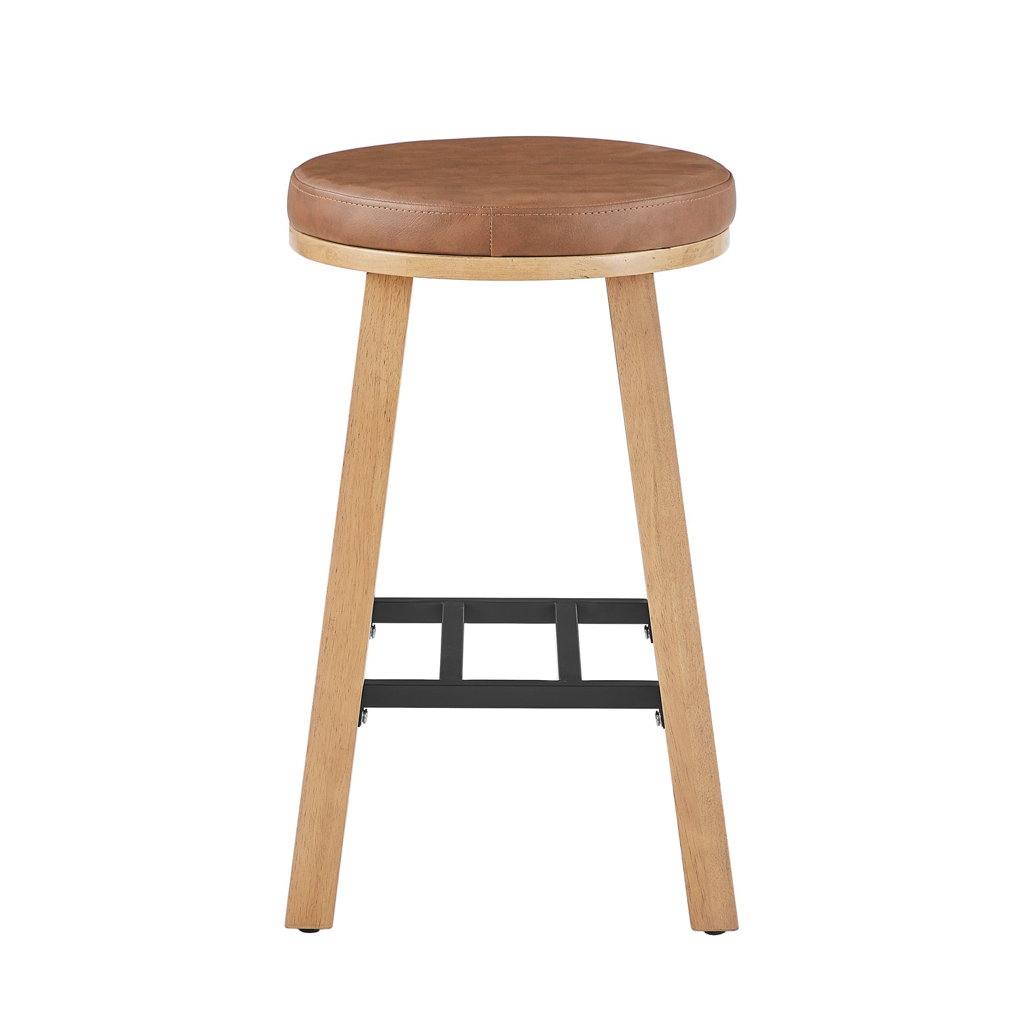 Upholstered Round Wood Stool - 2 Pack