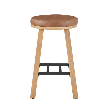 Upholstered Round Wood Stool - 2 Pack