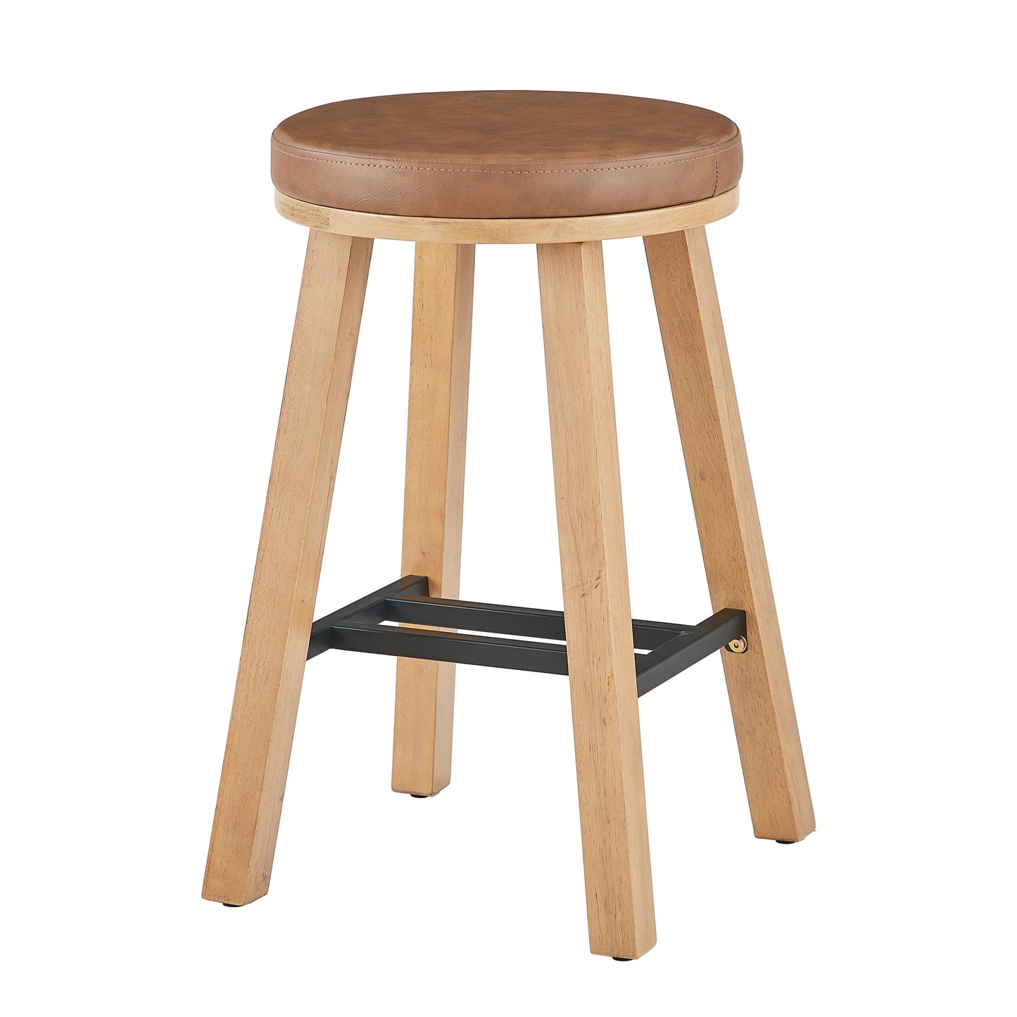 Upholstered Round Wood Stool - 2 Pack