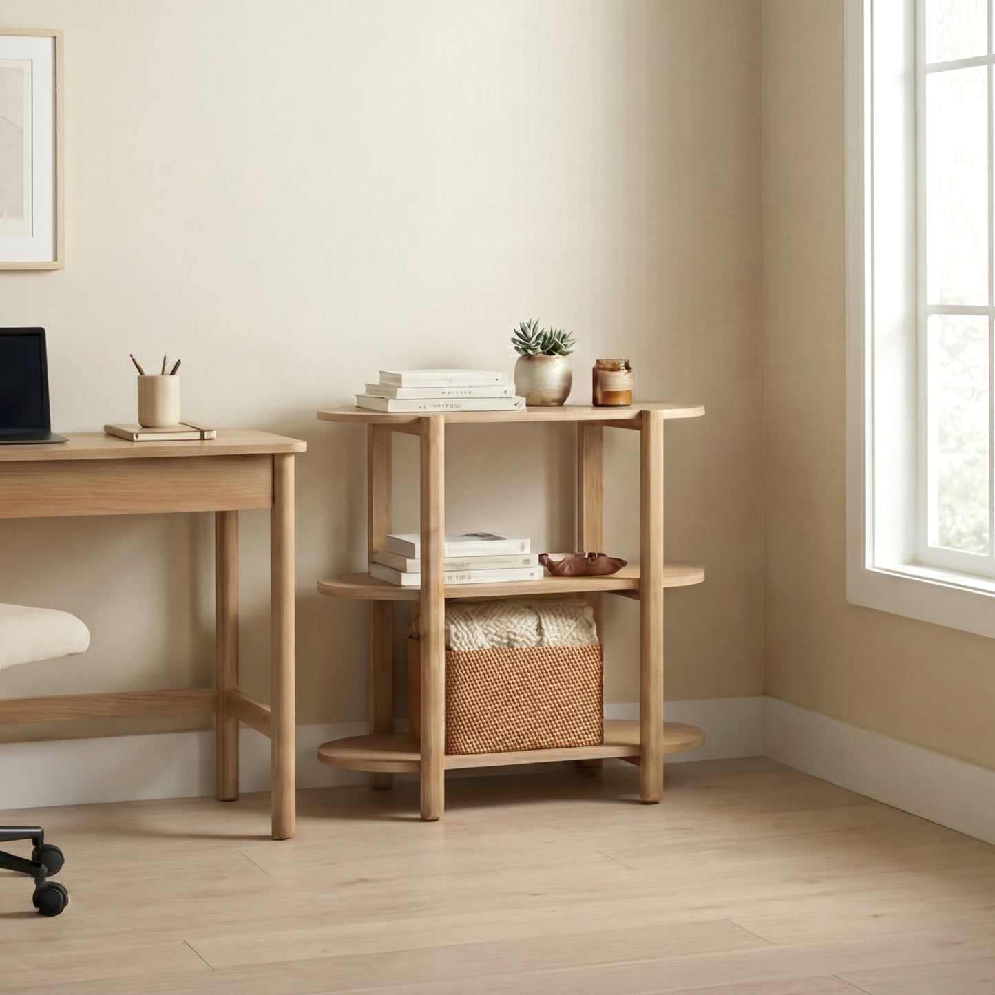 Modern Wood Bookcase - 32" Height