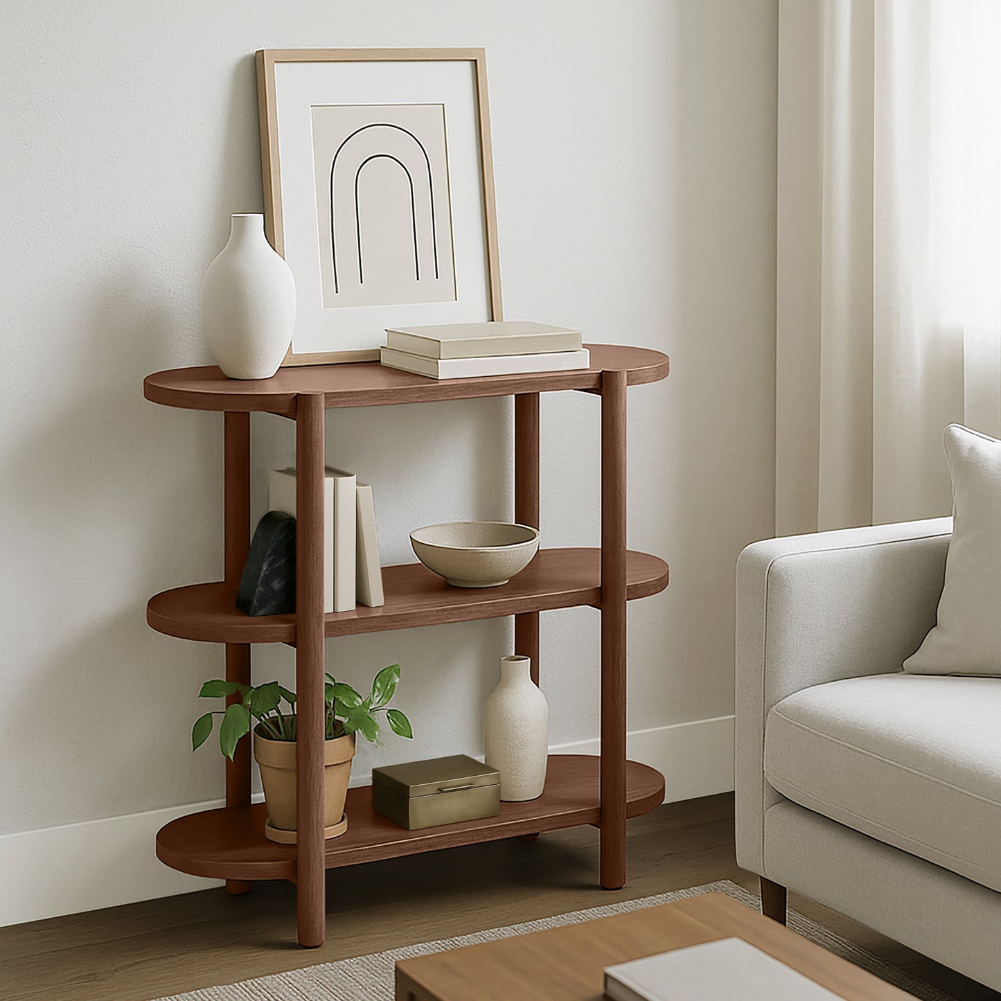 Modern Wood Bookcase - 32" Height