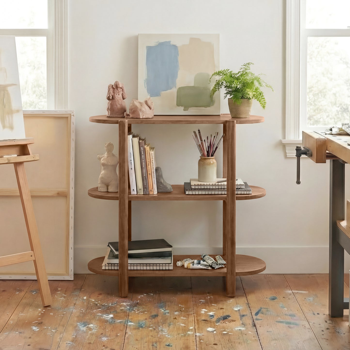 Modern Wood Bookcase - 32" Height