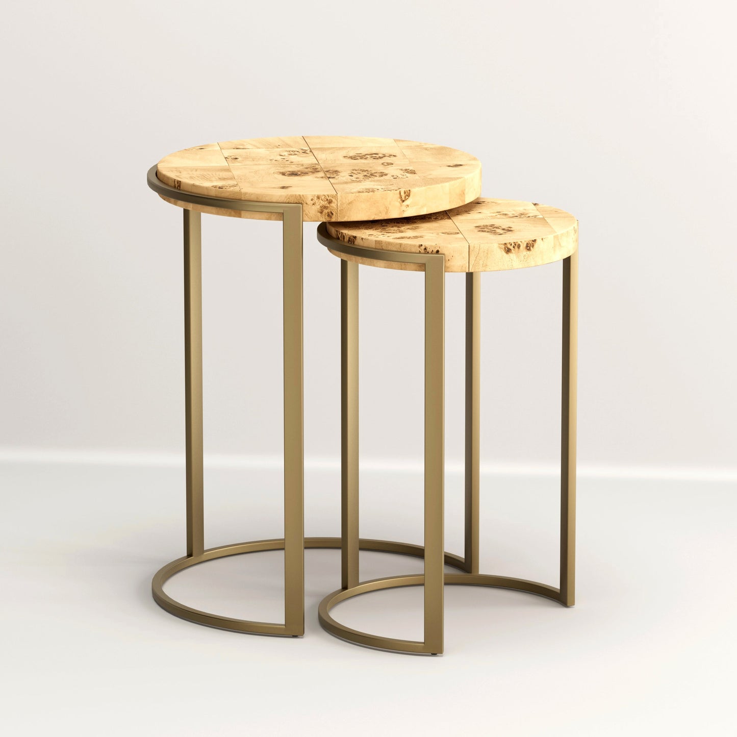 Nesting Burl Wood End Tables