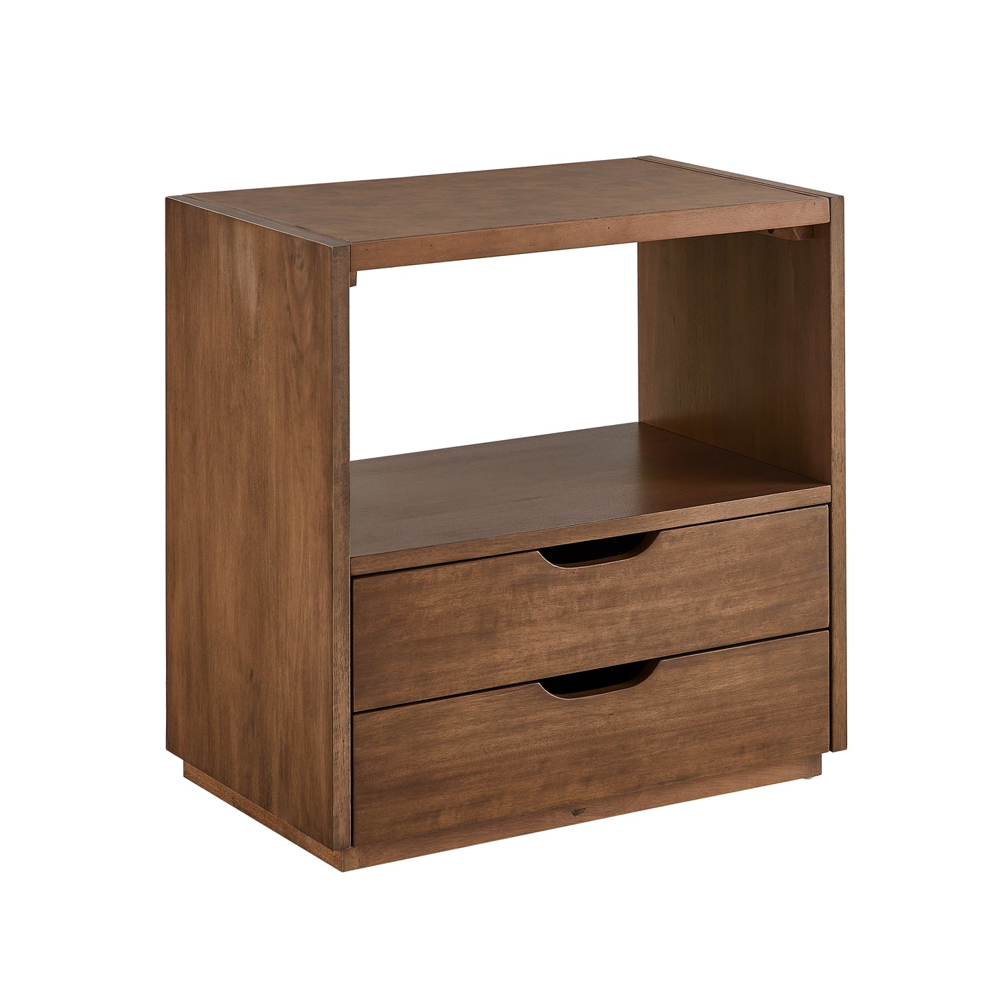 Modern Wood Nightstand with Vegan Leather Top