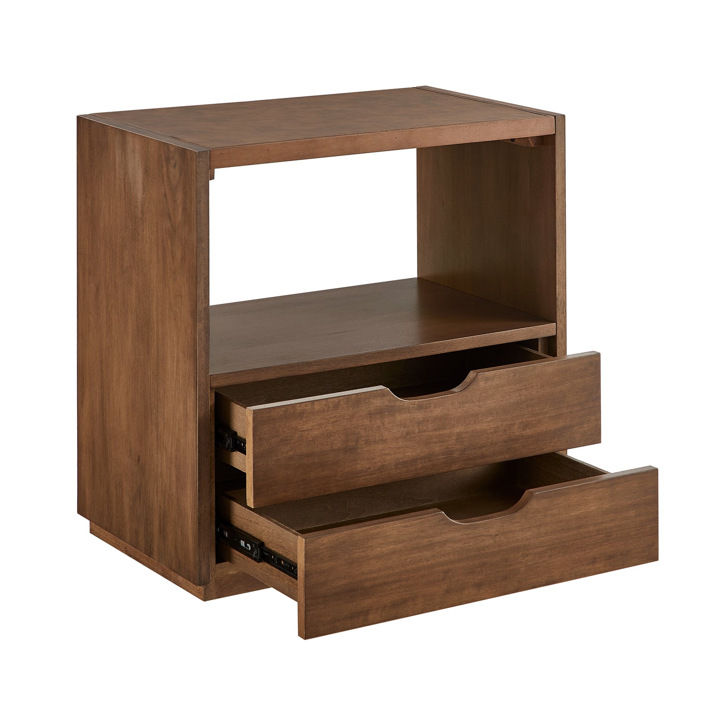 Modern Wood Nightstand with Vegan Leather Top