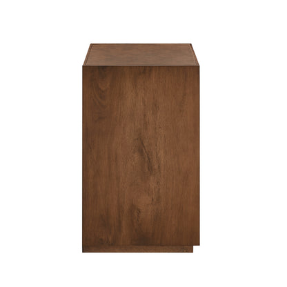 Modern Wood Nightstand with Vegan Leather Top