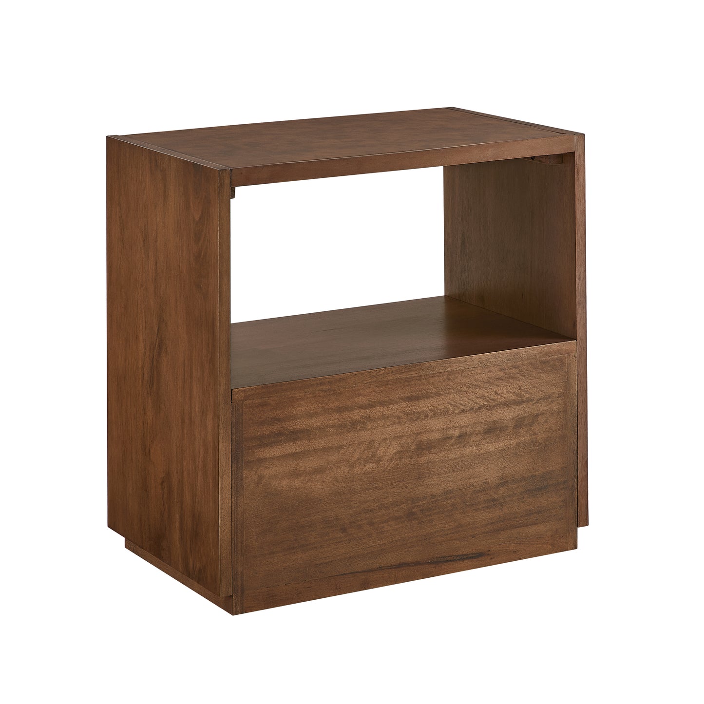 Modern Wood Nightstand with Vegan Leather Top