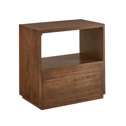 Modern Wood Nightstand with Vegan Leather Top