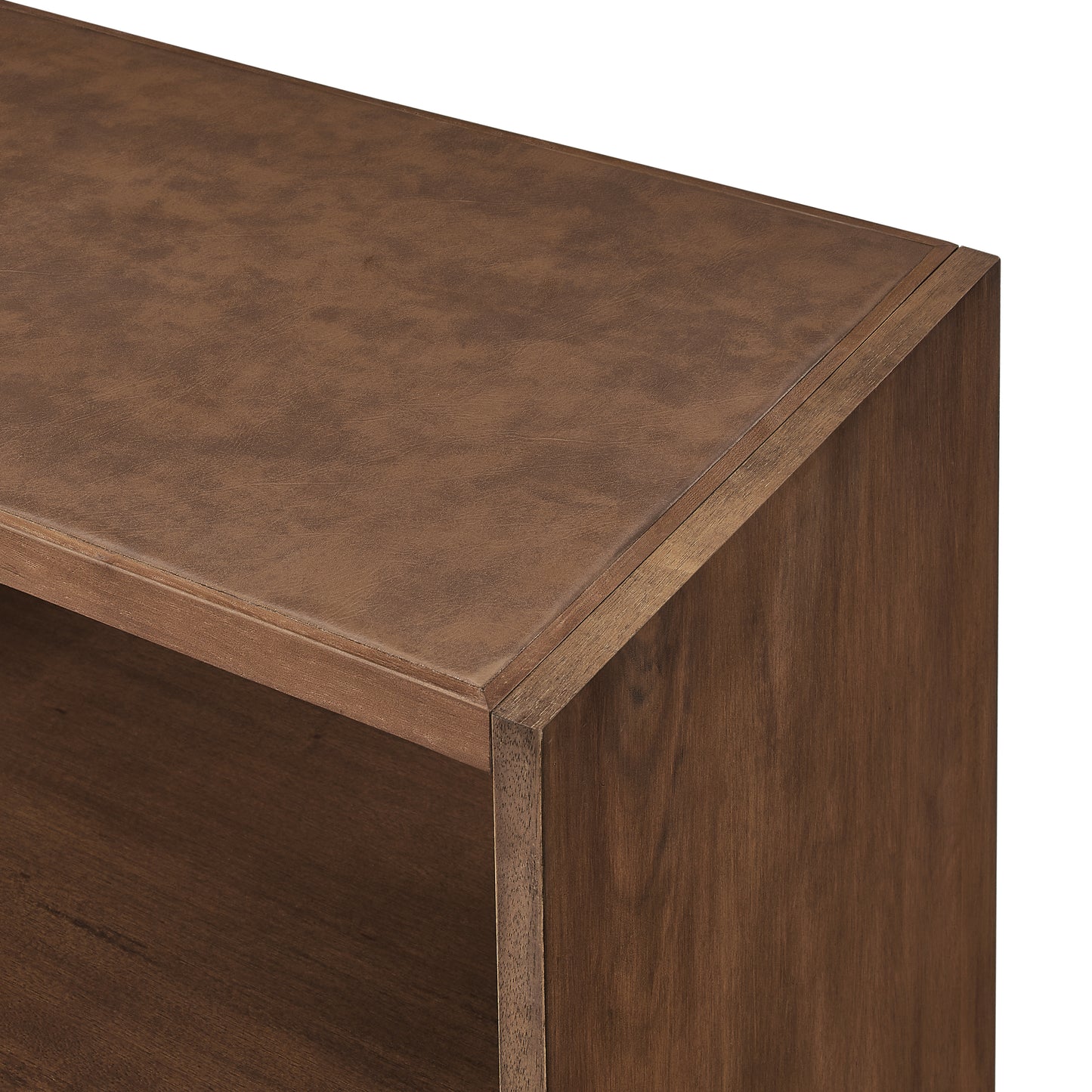 Modern Wood Nightstand with Vegan Leather Top