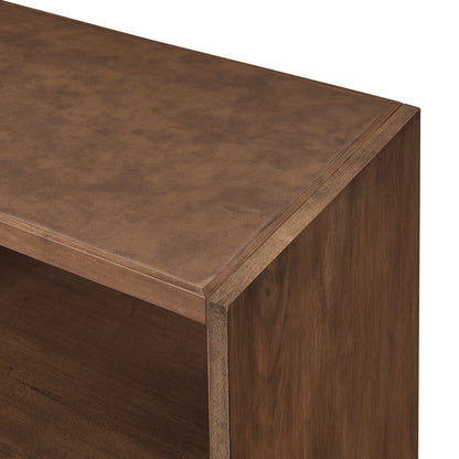 Modern Wood Nightstand with Vegan Leather Top