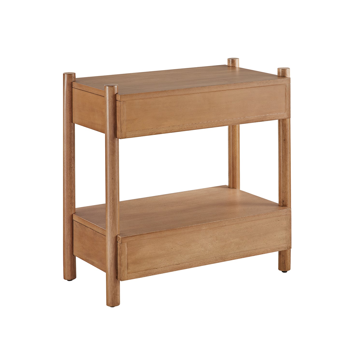 Two Drawer Natural Wood Nightstand