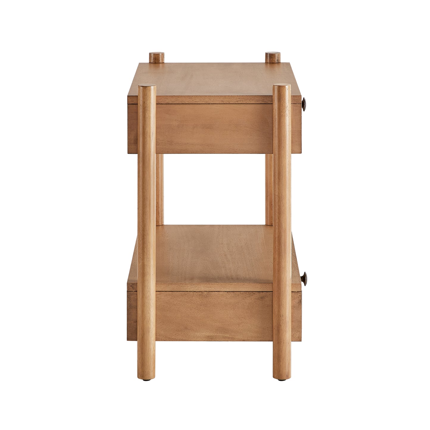 Two Drawer Natural Wood Nightstand