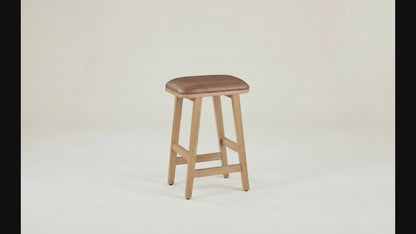 Upholstered Wood Saddle Stool - 2 Pack