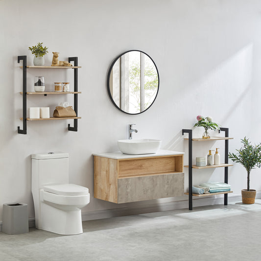 Modular Mixed Material Wall or Floor Shelf